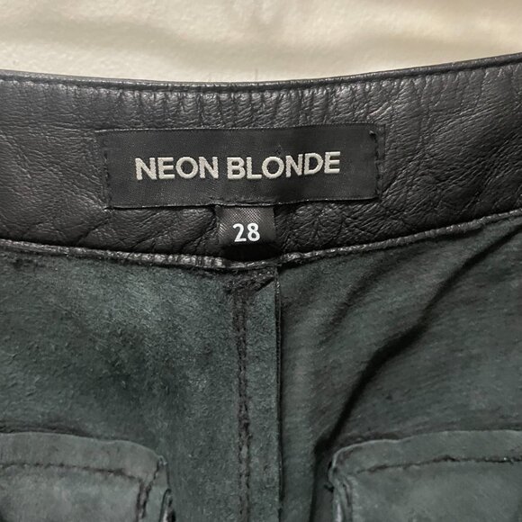 Free People (Neon Blonde) ‘Nadia’ High-Rise Genuine Lamb Leather Pants Size 28 - Picture 8 of 13